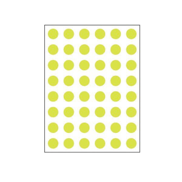 Nevs 1/4" Color Coding Dots Chartreuse Fluorescent - Sheet Form DOT-14M Chart Flr - main